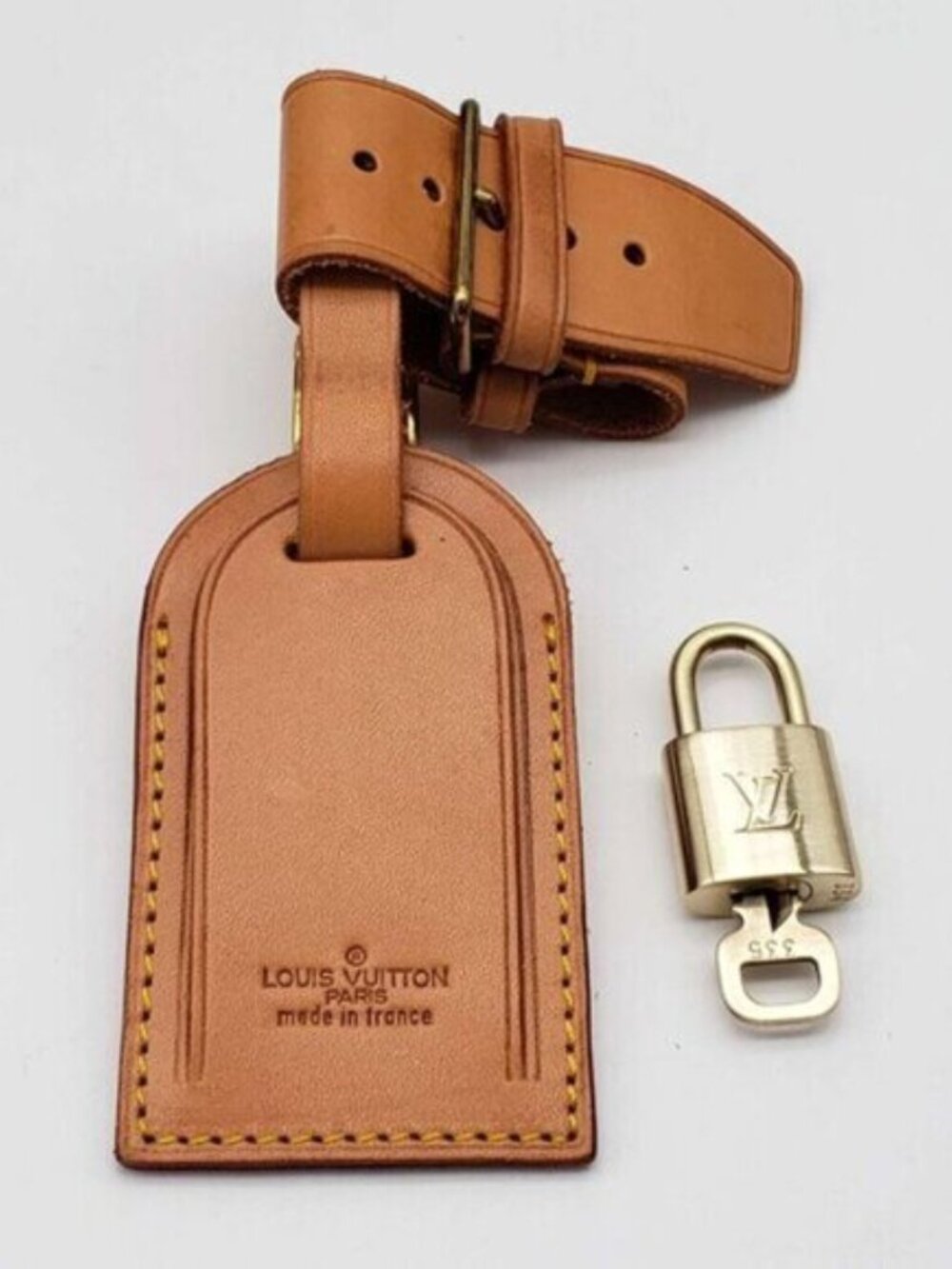 🔐 100% Authentic Louis Vuitton Name Tag / Luggage Tag with Gold Padlock - Picture 6 of 12